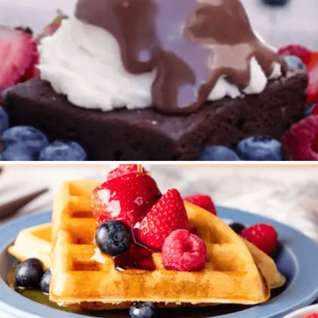 Un Cuarto de waffle con Brownie