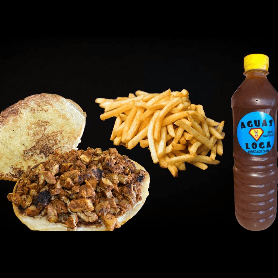 Torta de Guisado + Papas Fritas + Bebida.