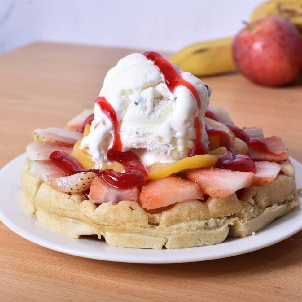 Waffle con Helado