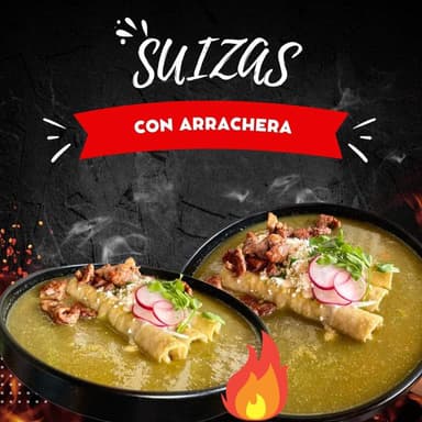 Enchiladas suizas con arrachera