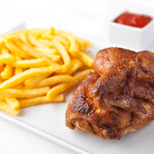 Medio Pollo + Papas + Ensalada + 2  Bebida