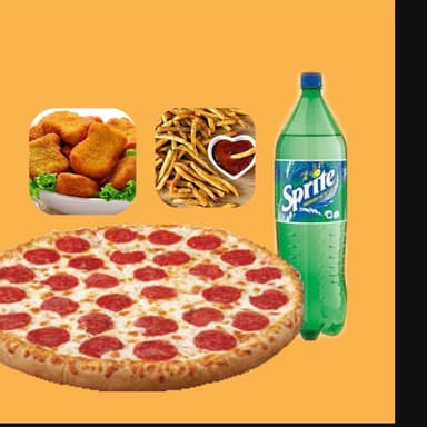 1 Pizza Grande + Papas + Nuggets + Sprite 2lt.