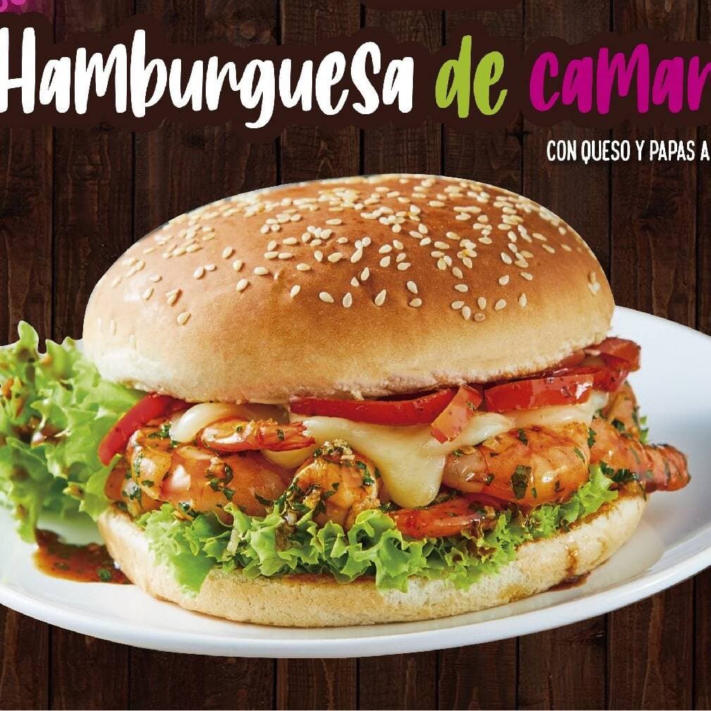 Hamburguesa de Camarón con Queso y Papas