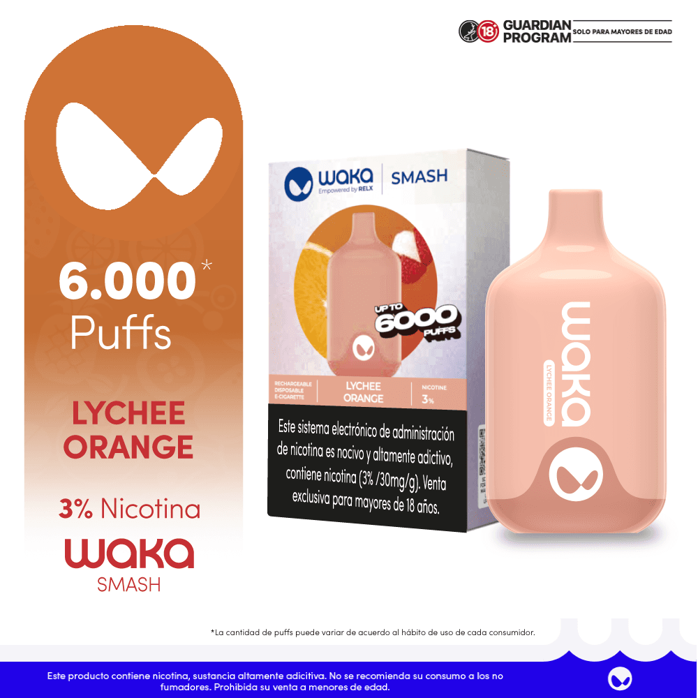 WAKA Smash Vape Lychee Orange 3% 6.000 puffs