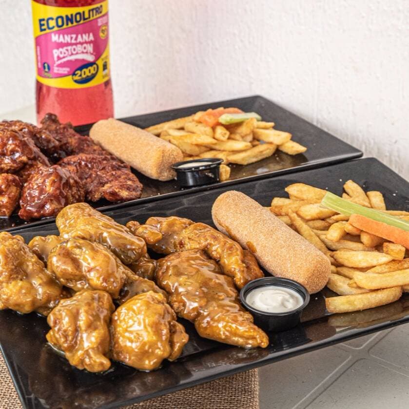 Mixto Full Alitas + 2 Papas + Manzana Postobon 1lt