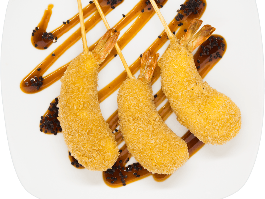 Kushiages de Camarón y Tocino