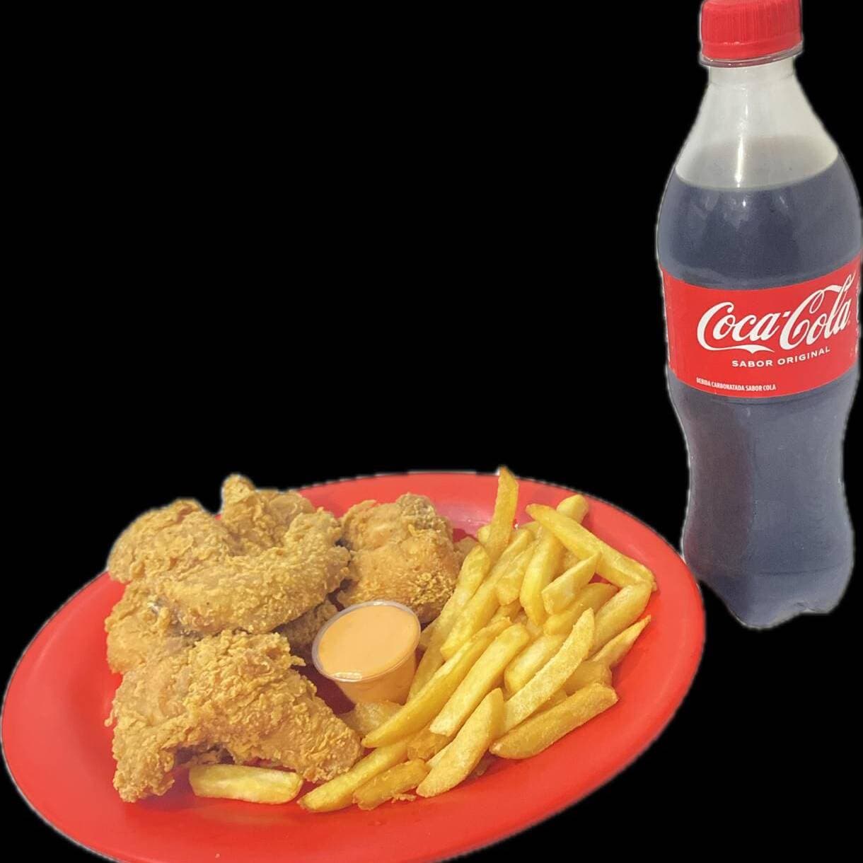 30 alas papas y refresco de 2.5ml