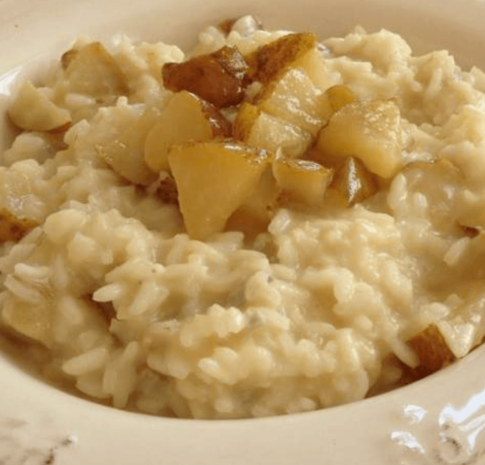 Risotto 4 formaggi y manzana