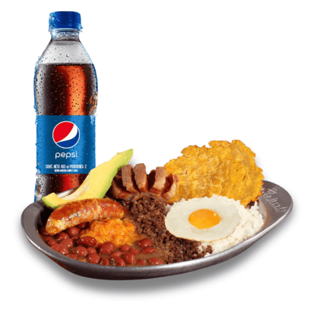 Bandeja Paisa con Carne Molida + 1 Gaseosa Pet 400