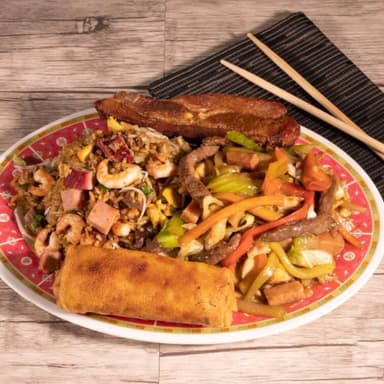 Arroz Chino, Chop Suey, Lumpia, Costilla, Camarón
