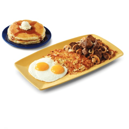 sirlon tips & eggs