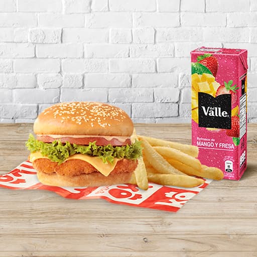Menu hamburguesa apanada y gaseosa