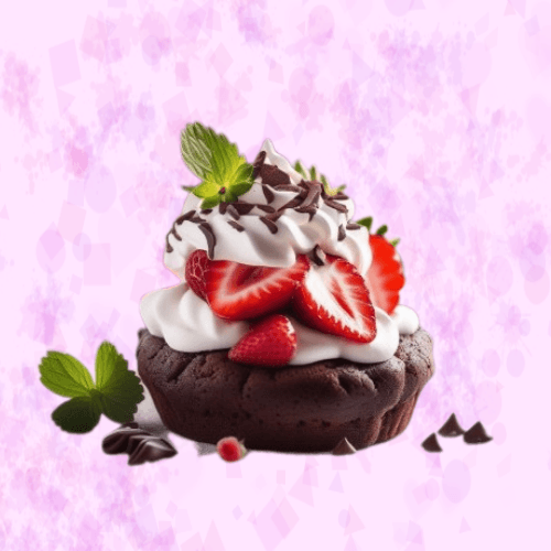 Brownie con Crema Batida y Fresas