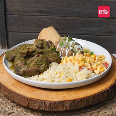 Cabeza de Lomo en Salsa Verde con Papa al Horno