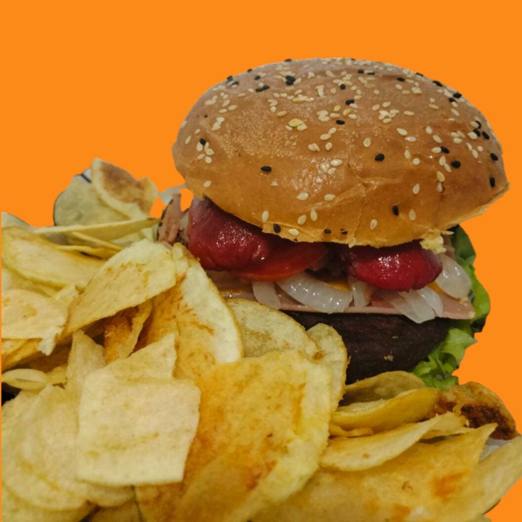 Hamburguesa de Arrachera con Papas