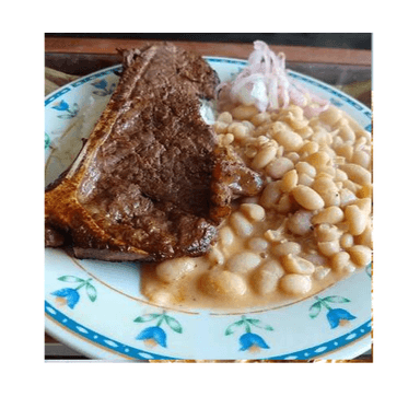 Frejoles con Bistec y Arroz