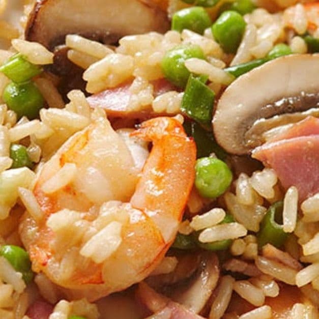 Arroz con carne mixito y camaron