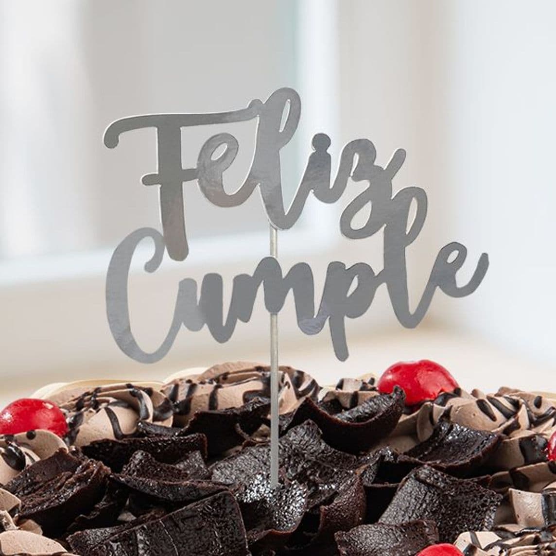 Cake Topper Feliz Cumple Plateado