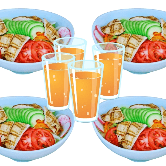 4 Ensaladas Clásica De Pollo + 4 Bebidas Gratis