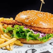 Hamburguesa de pollo sencilla con papas