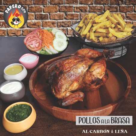 1 Pollo + Papas + Ensalada + Cremas