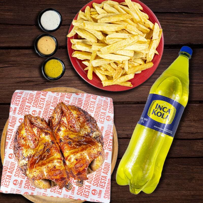 Pollo, Papas Fritas y Gaseosa 1.5L.