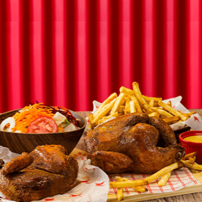 2 Pollos + Papas + Ensalada + Cremas