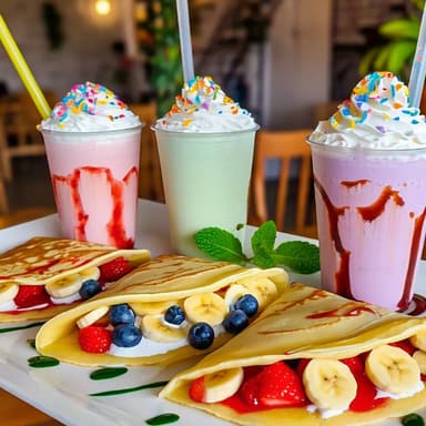 4 Frappes más 4 Mega Crepas de Fruta.