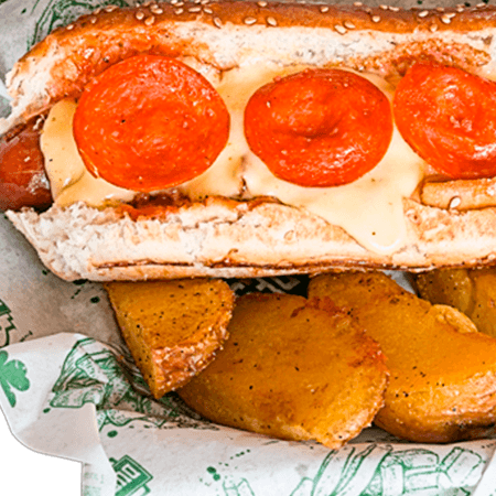 Pizzadog (incluye papas francesas)