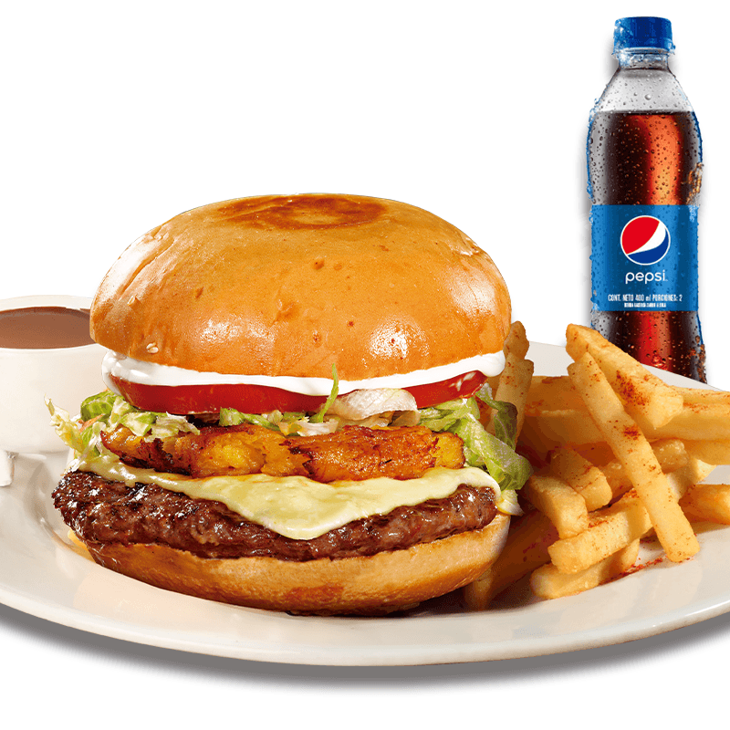 Hamburguesa Plátano Maduro en Combo
