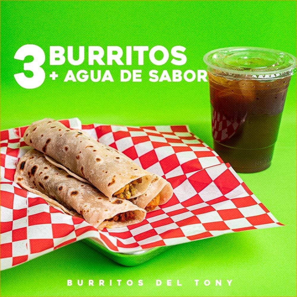 Combo 3 Burritos + Agua Natural de Sabor