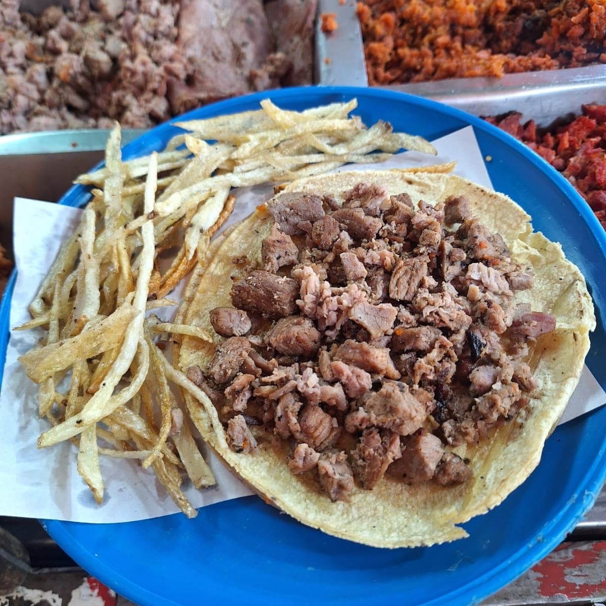 Taco Grande de Arrachera con Papas Fritas