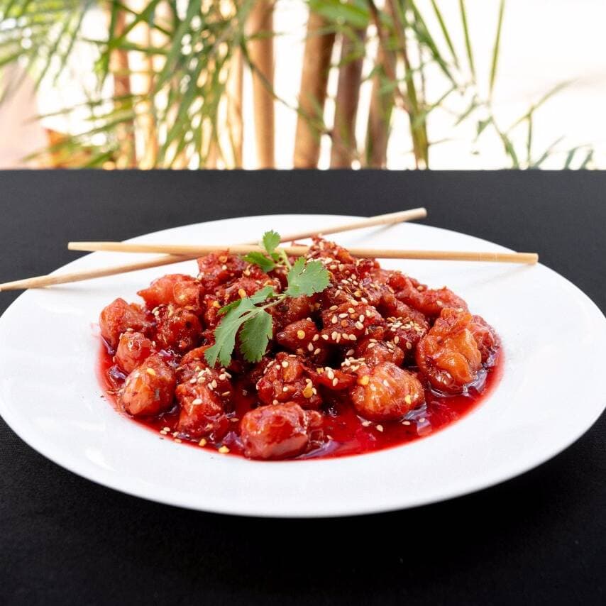 Pollo Agridulce con Tallarines