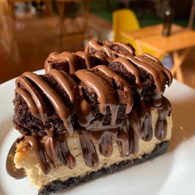 Rebanada de Cheesecake con Brownie