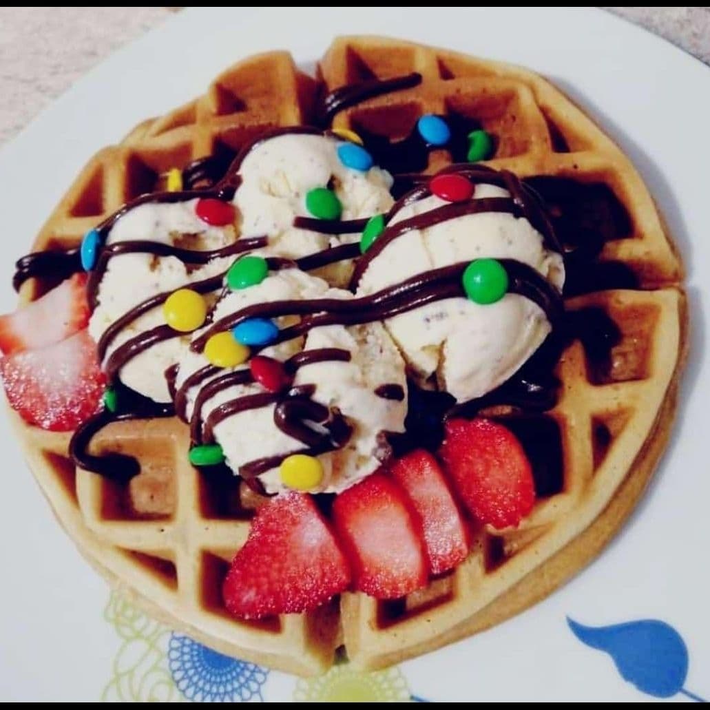 Waffles con helado