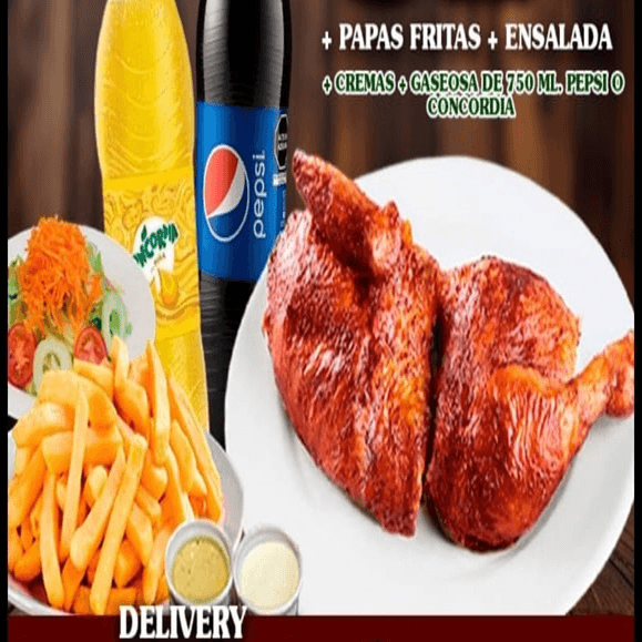 1/2 Pollo a la Brasa + Bebida 750 ml