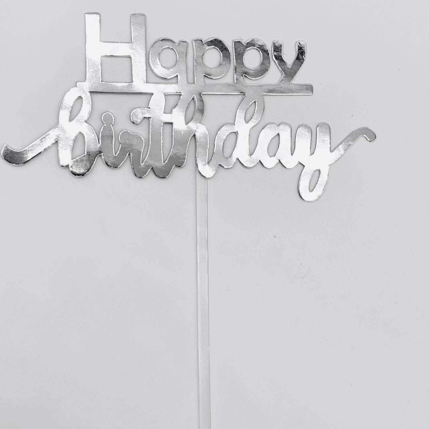 Topper Happy Birthday Plateado