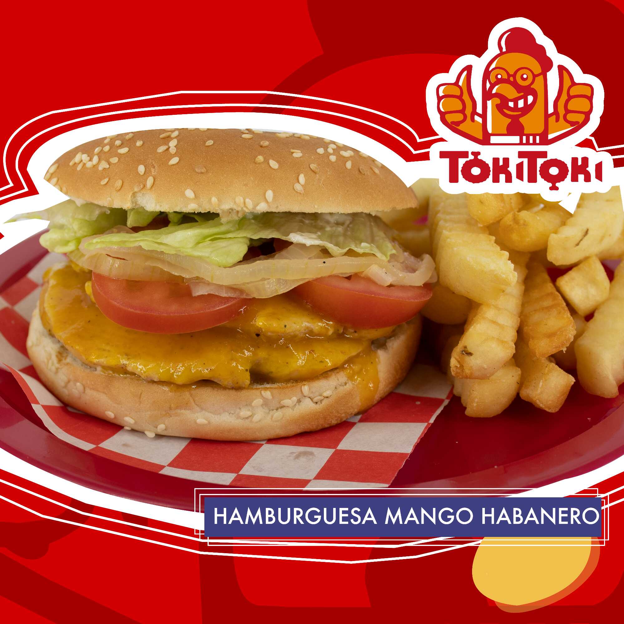 Hamburguesa de Pollo Mango Habanero con Papas