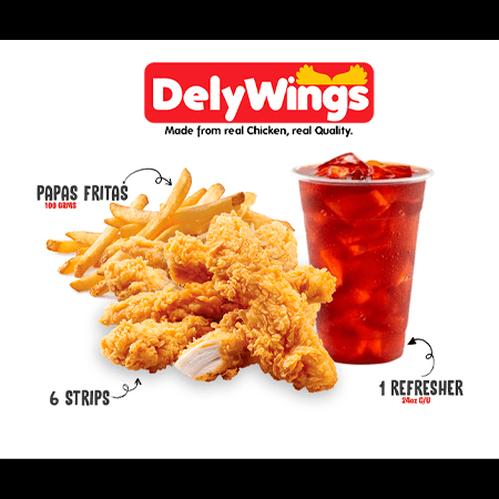 6 Strips + Papas + Refresher