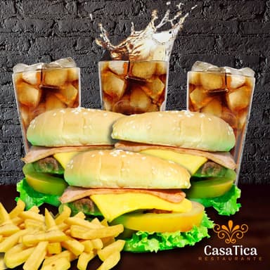 Combo - Trío de Hamburguesas + 3 Bebidas