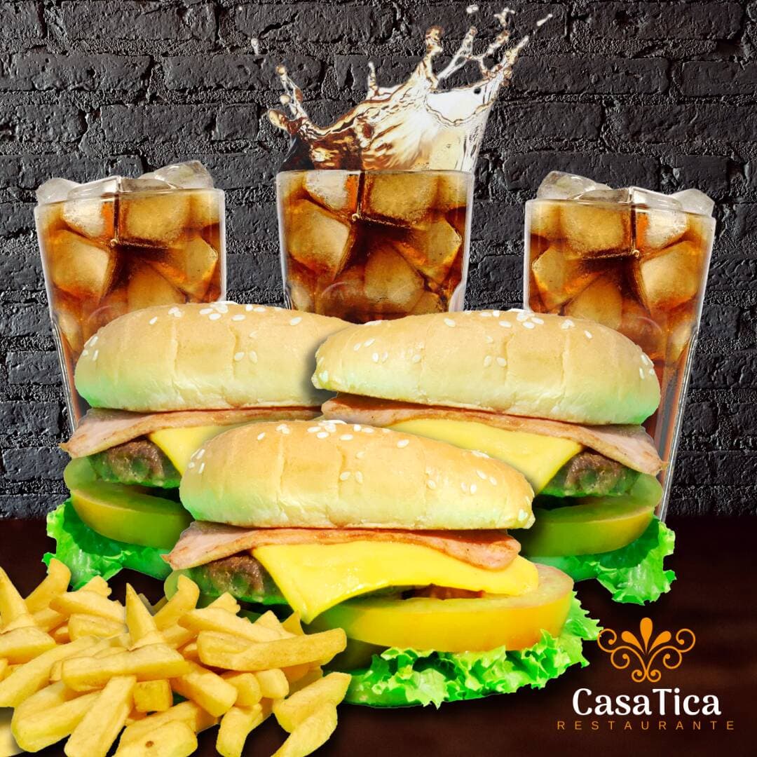 Combo - Trío de Hamburguesas + 3 Bebidas