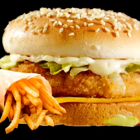 HAMBURGUESA DE POLLO CON PAPAS