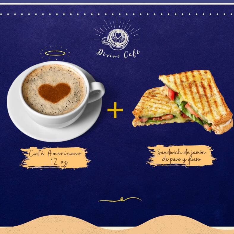 Combo Café y Sándwich de Jamón de Pavo y Queso