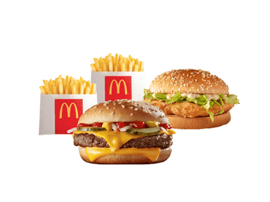 Cuarto de Libra, McPollo y papas