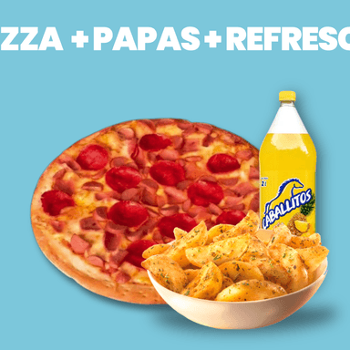 Pizza Grande , Papas y Refresco