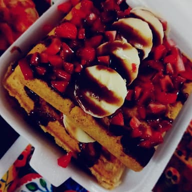 Waffle de Fresa y Plátano
