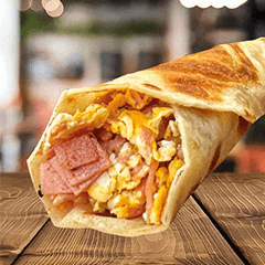Burrito de huevo con chorizo ó jamón ó tocino