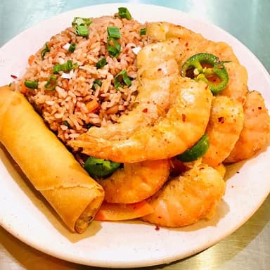 Plato Grande Camarón mas Arroz y 1 Rollo Primavera