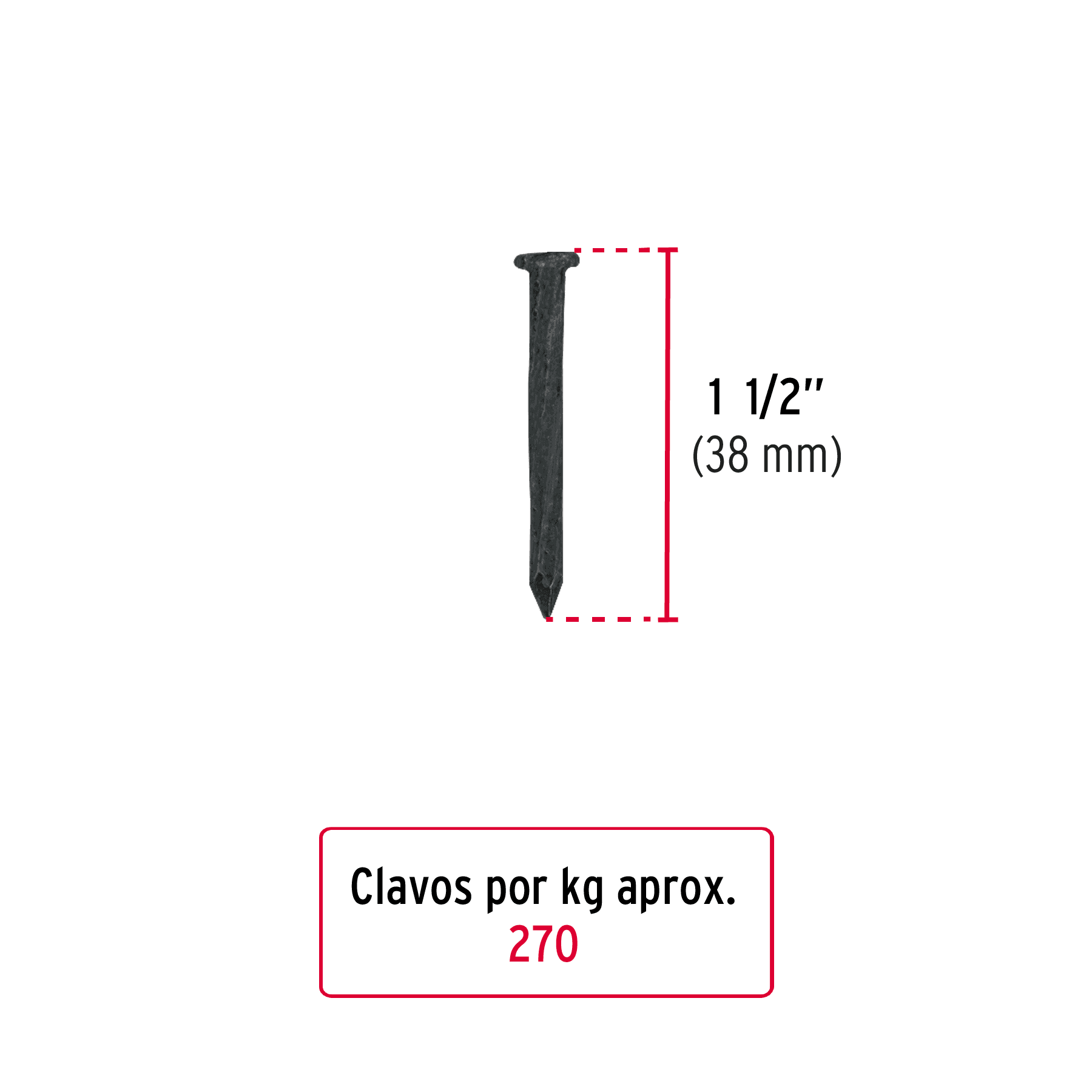 CLAVO CONCRETO 1-1/2" C/U CLCG-1-1/2N 44845