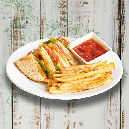 Club Sandwich de Jamón Con Queso Amarillo